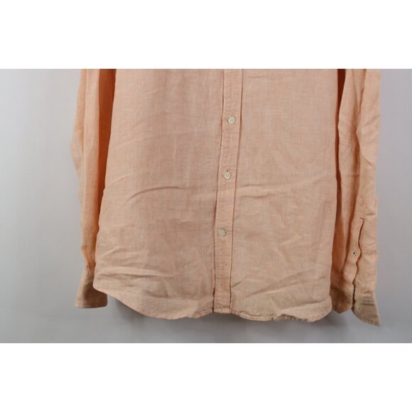 Banana Republic Mens XL Camden Fit Linen Knit Collared Button Down Shirt Orange - Picture 3 of 13
